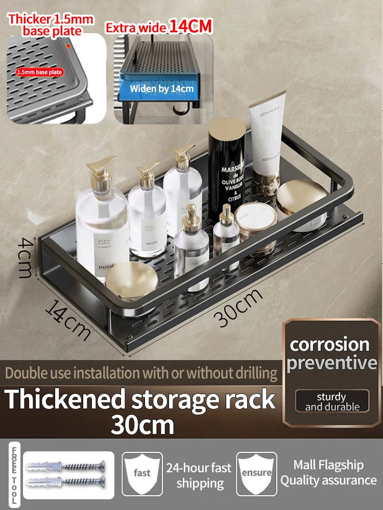 Wall-Mounted Bathroom Shelf & Towel Rack | Metal Storage Organizer