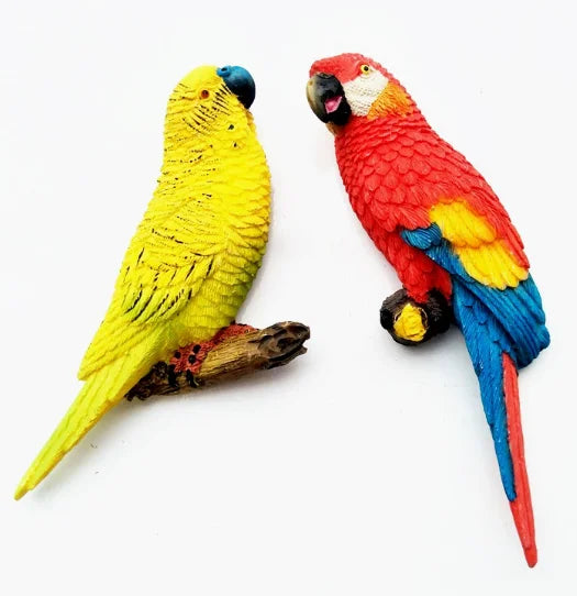 Parrot refrigerator magnetic sticker home decoration refrigerator sticker landscape decoration flower pot green plant decoration Peaceful Pleasures Health and Wellness 1pc random color