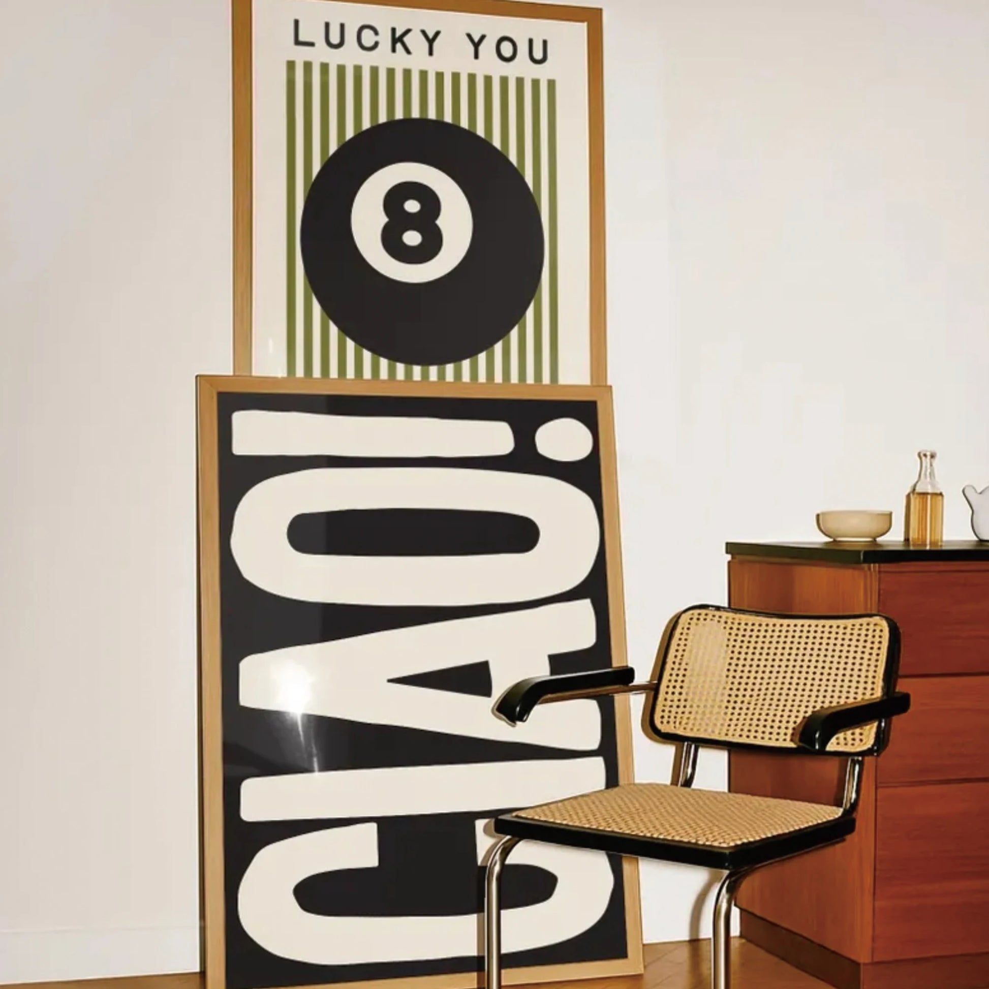 3pcs Trendy 8 Ball Lucky You Lucky Me Matchbox Ciao Wall Art Print Canvas Painting Poster Picture For Living Room Home Decor Peaceful Pleasures Health and Wellness