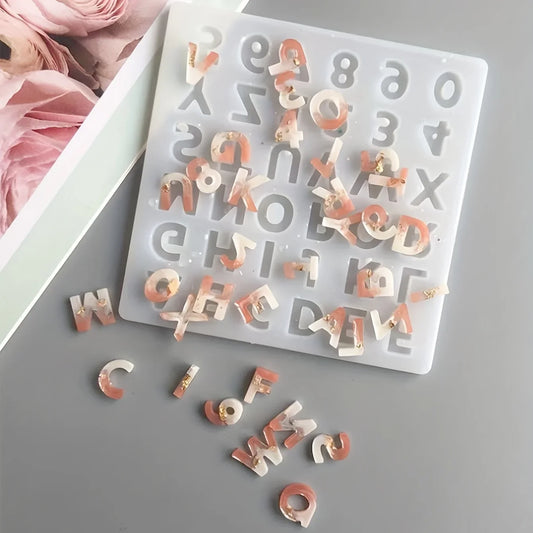 26-letter and Number Mold Mirror Surface Epoxy Silicone Mold New Personality DIY Mobile Phone Pendant Accessory Decoration Tool Peaceful Pleasures Health and Wellness