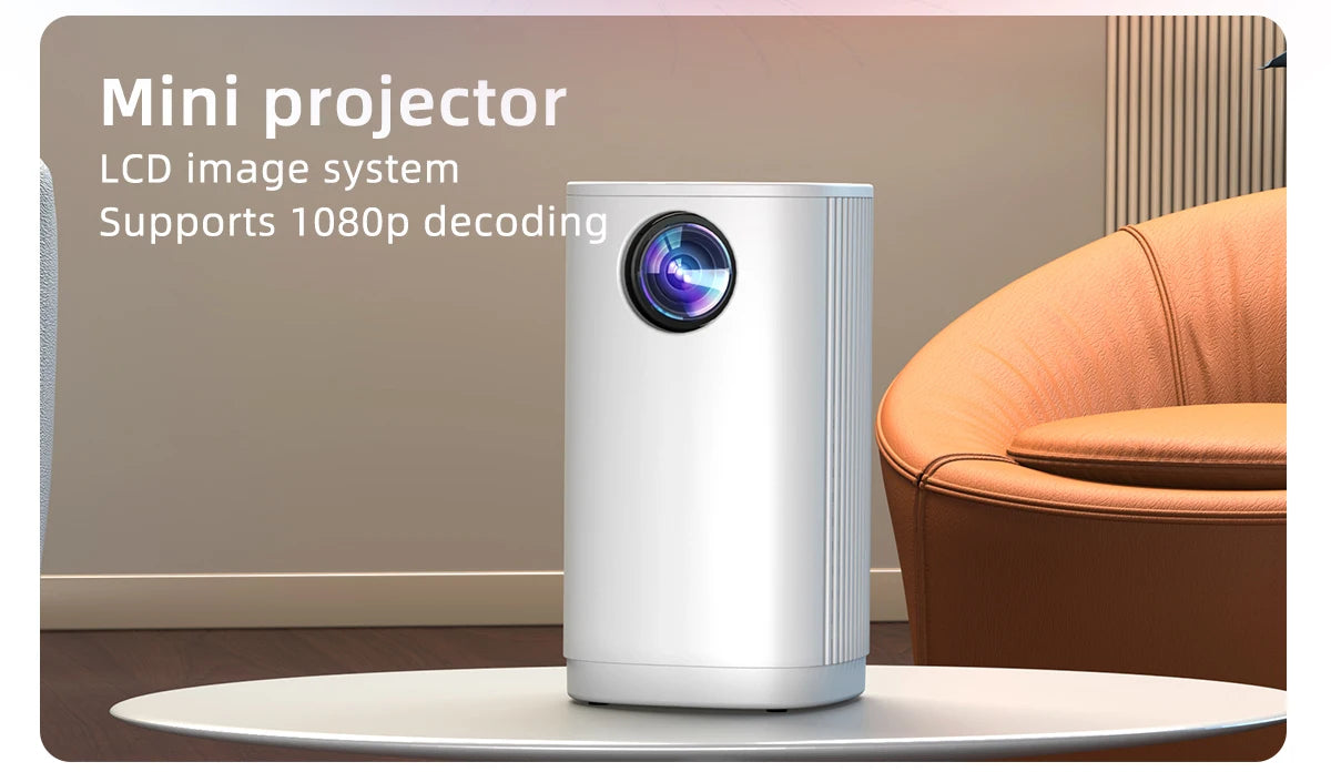 Smart Projector WIFI Mini Portable Home Theater Mobile Phone Same Screen Projector Support 4K LED Home Video Projector &Speaker Peaceful Pleasures Health and Wellness White US plug