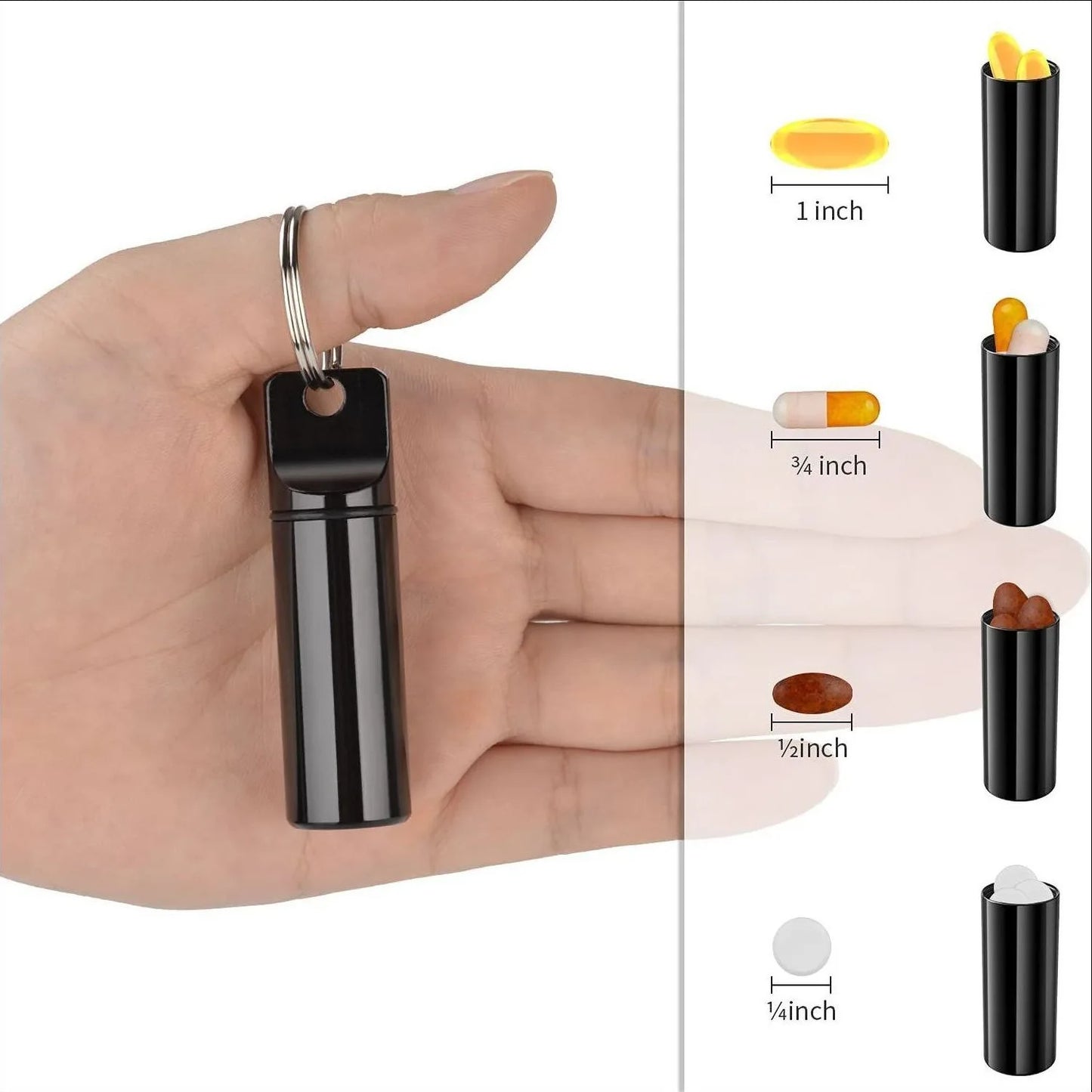 Waterproof Aluminum Pill Box Keychain Carabiner | Travel Case