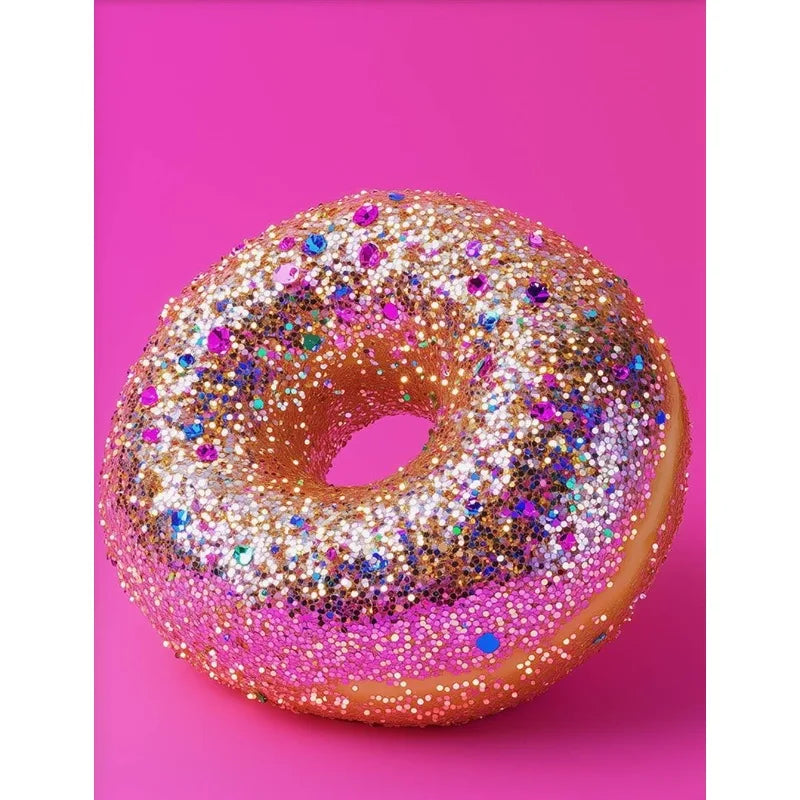 Pink Glittercore Dessert Canvas Wall Art | Unframed Kitchen Decor