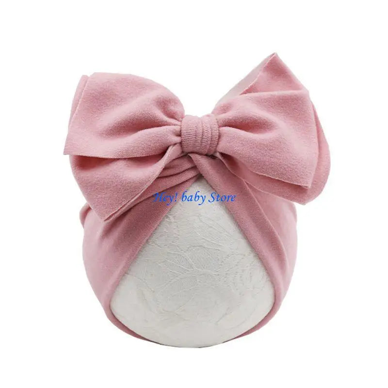 Baby Girl Big Bow Turban Hat | Newborn Photo Prop Beanie