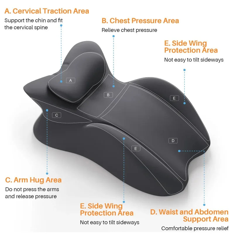 Wedge Pillow Memory Foam Ergonomic Prone Pillow with Removable Cover Couple Bed Pillow for Body Pain Relie Multi-Positional Peaceful Pleasures Health and Wellness