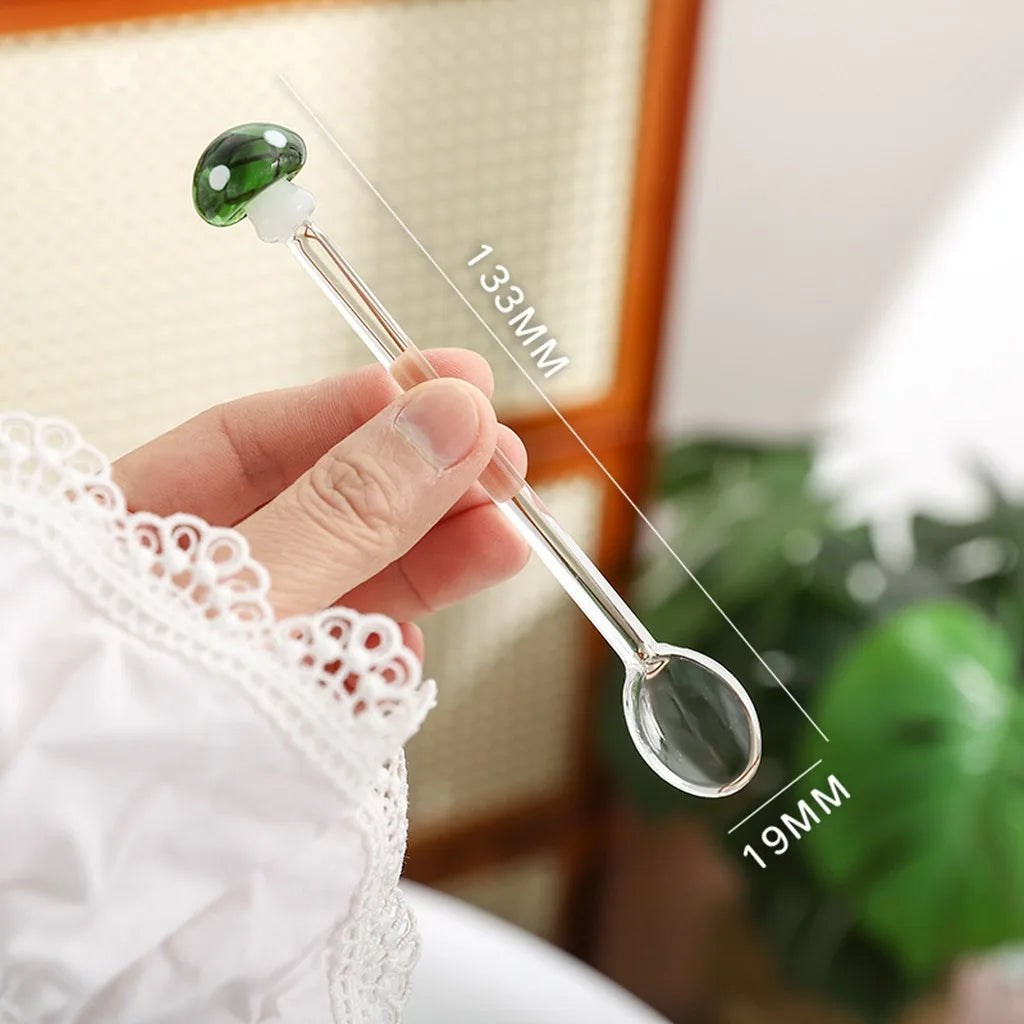 3D Mushroom Glass Spoon | Heat-Resistant Borosilicate Teaspoon