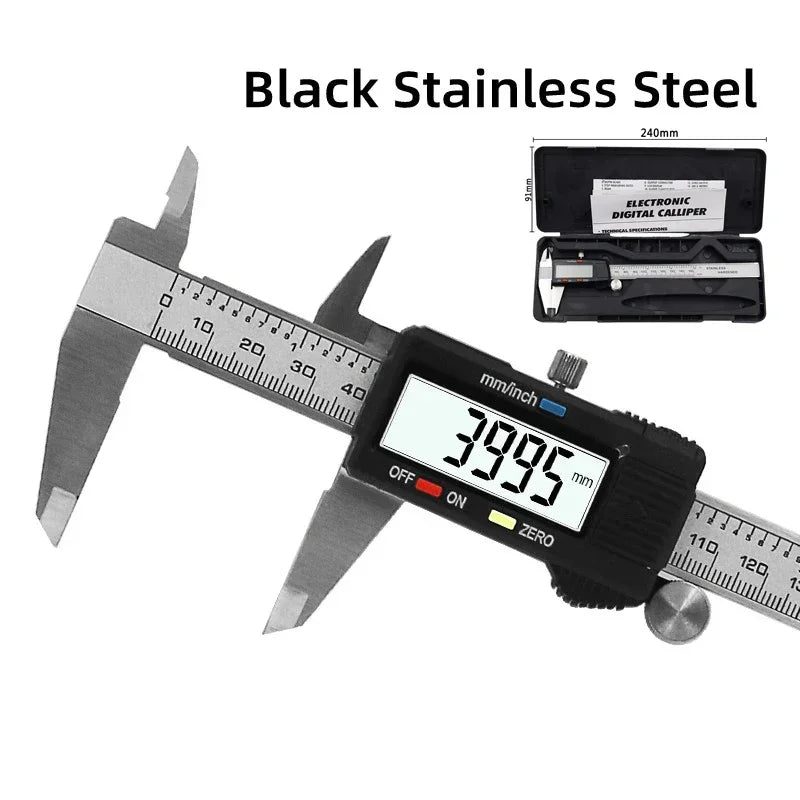 Measuring Tool Stainless Steel Digital Caliper 6 "150mm Messschieber Paquimetro Measuring Instrument Vernier Calipers Ruler New Peaceful Pleasures Health and Wellness Black Steel