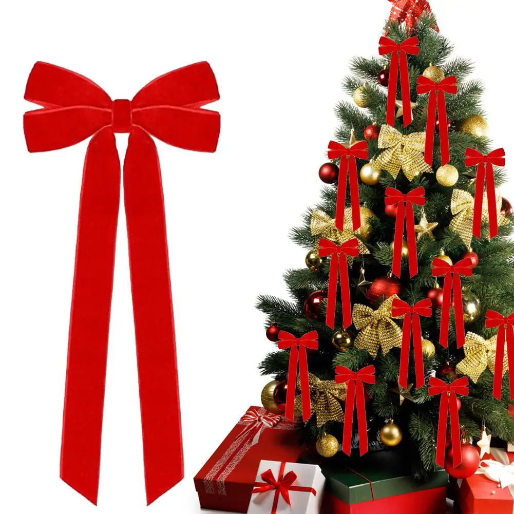 12-Pack Velvet Christmas Bows | Tree Ornaments & Gift Wrap Christmas Bow Ornaments Peaceful Pleasures Health and Wellness