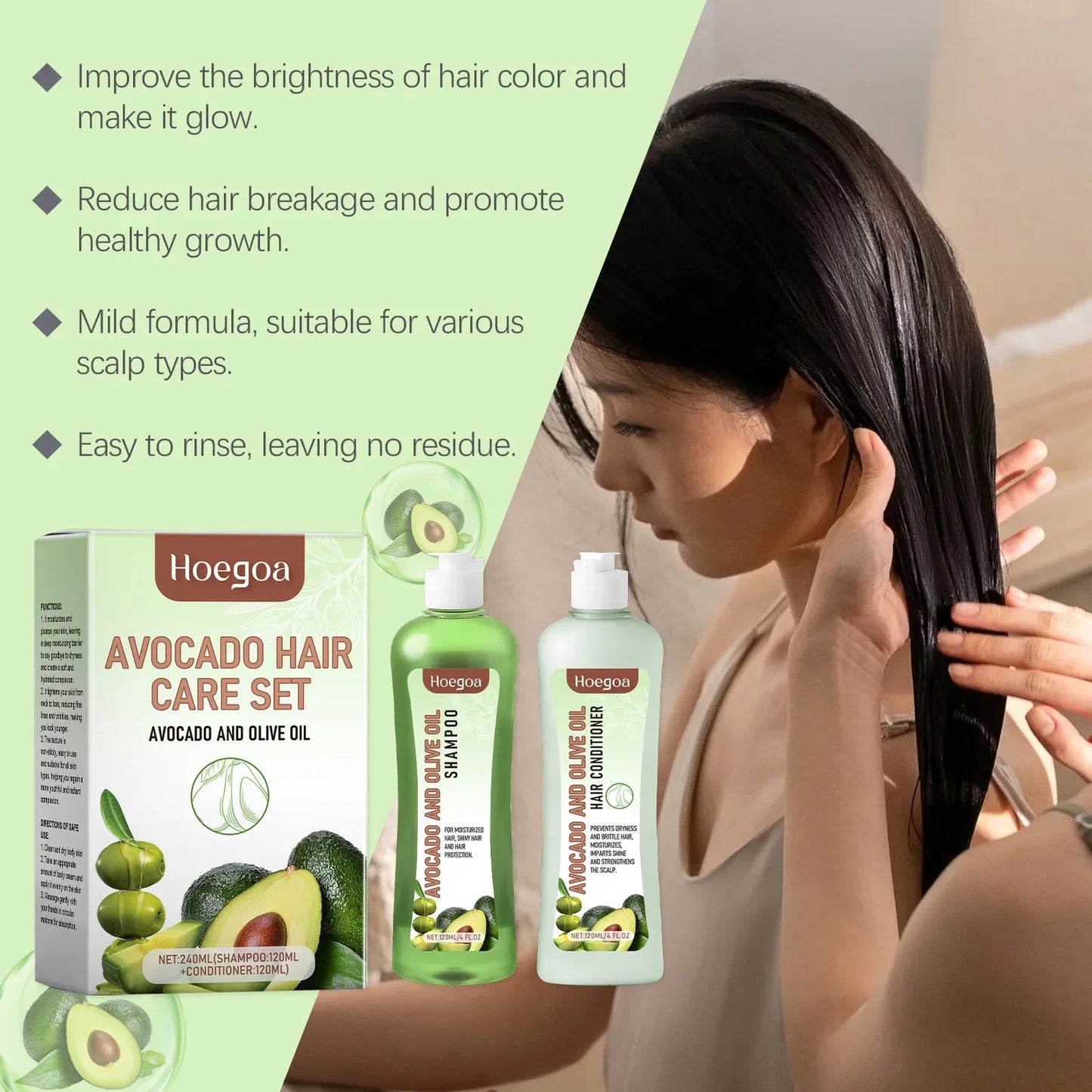 Hoegoa Avocado Oil Shampoo & Conditioner Set 240ml