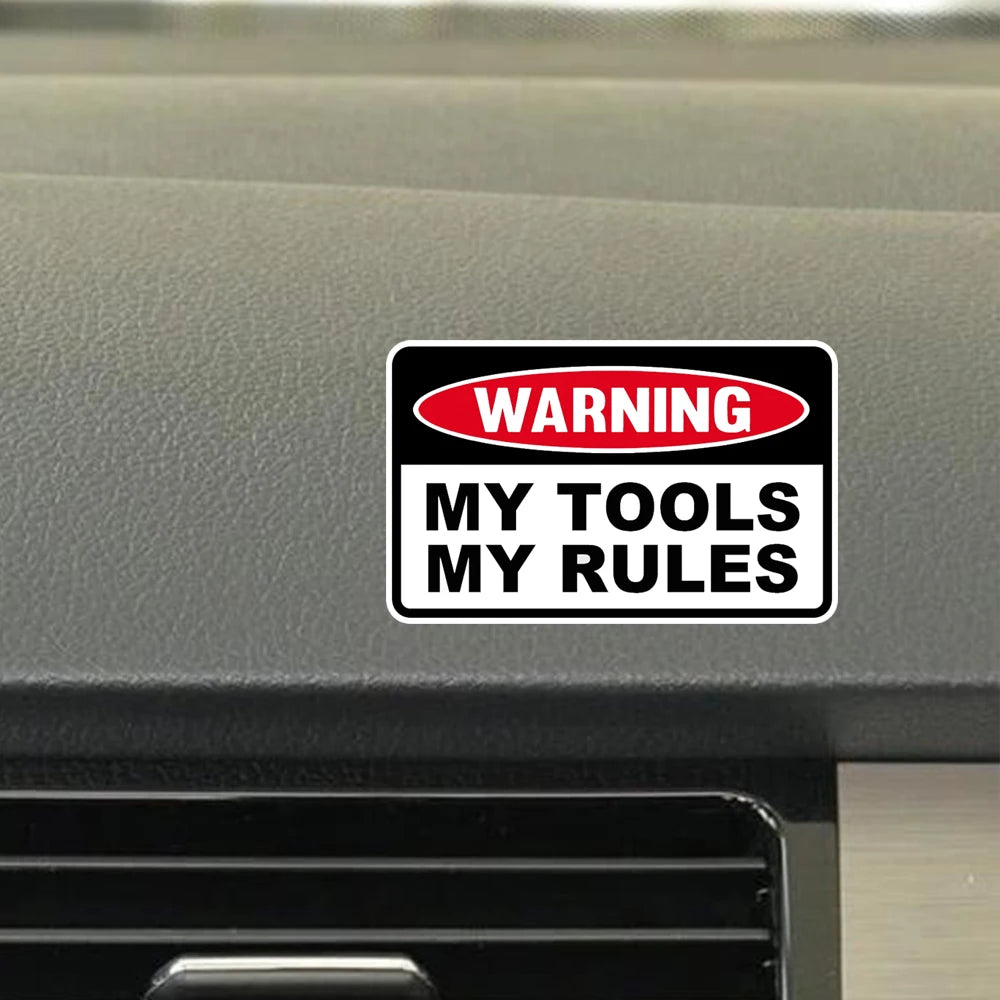 2pcs 110mm My Tools, My Rules Toolbox Warning Funny Sticker Decal Peaceful Pleasures Health and Wellness