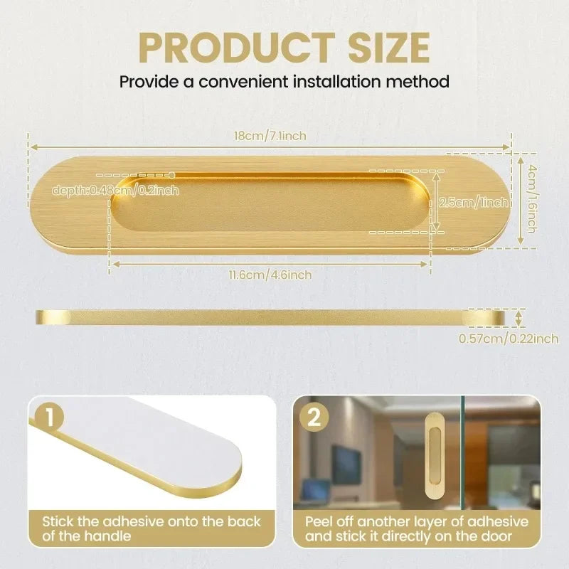 4-Pack Self-Adhesive Sliding Door Handles – No-Drill Cabinet Pulls