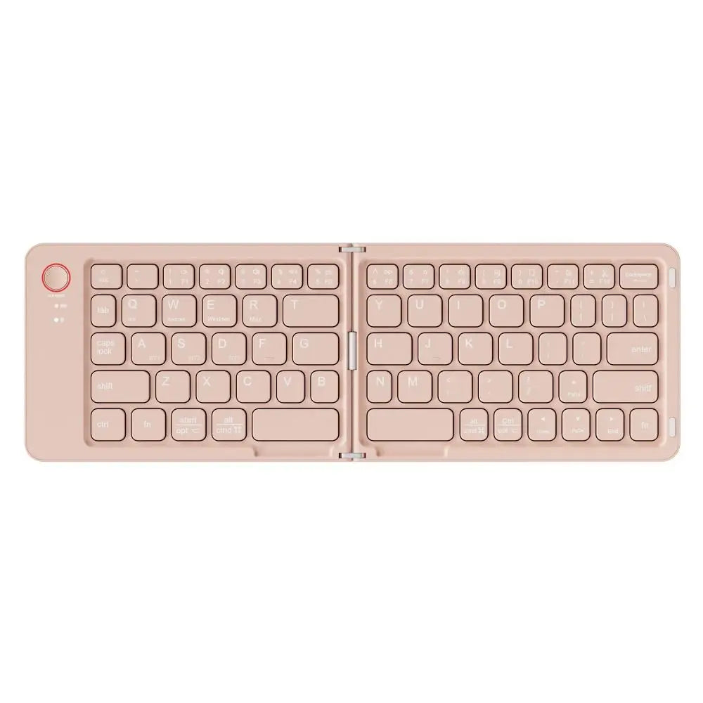 Lightweight Bluetooth Folding Keyboard Rechargeable Ultra-thin Wireless Notebook Keyboard Comfortable Colorful Peaceful Pleasures Health and Wellness pink