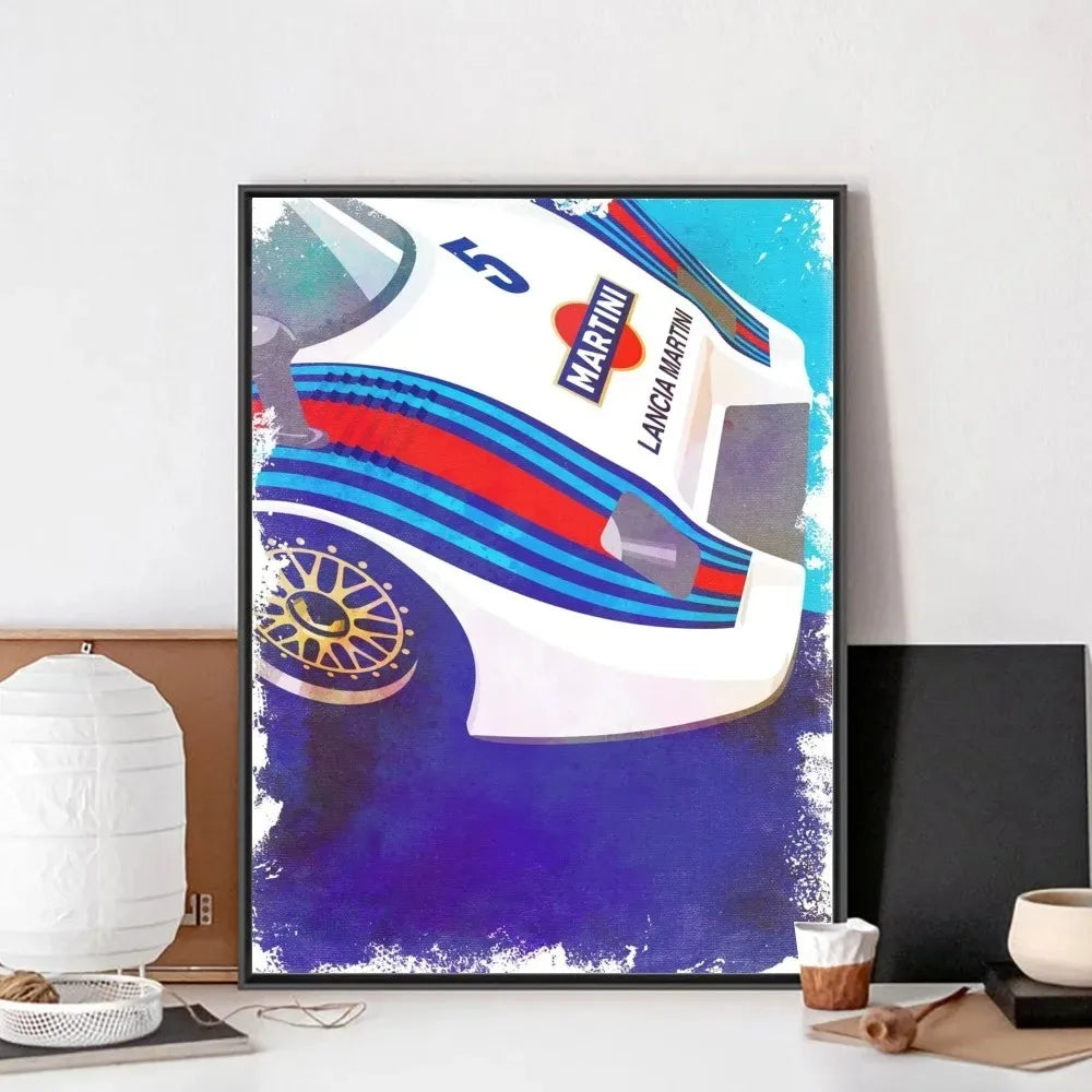 Martini Racing Retro Poster Canvas Painting Bar Retro Poster Mural Modern Home Living Room Bedroom Study Decorative Art Peaceful Pleasures Health and Wellness