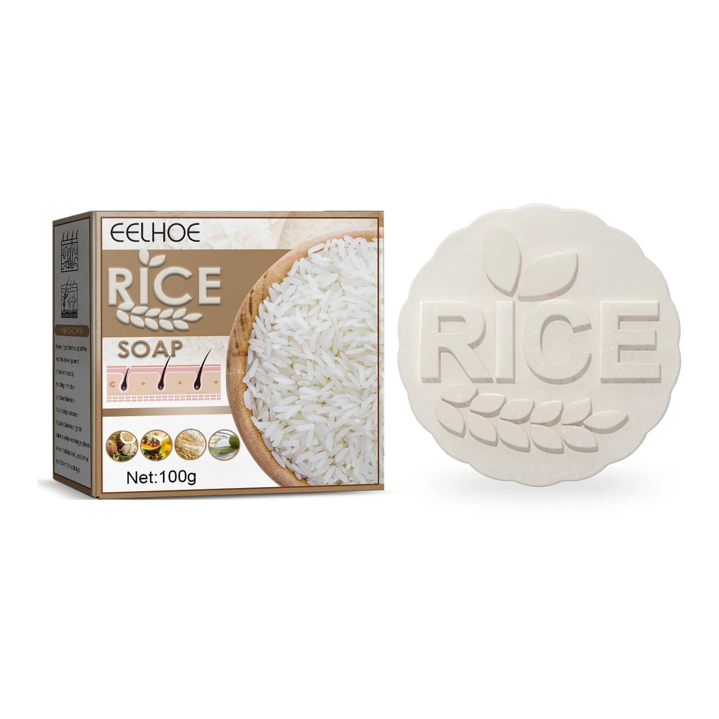 Hair Care Rice Soap Effectively Remove Dandruff Repairing Damaged Scalp Prevent Hair Loss Control Oil Moisturizing Rice Shampoo Peaceful Pleasures Health and Wellness 100g Boxed