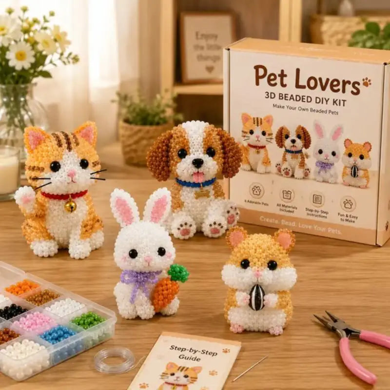 3D Beaded Animal Craft Kit – DIY Beading Kit for Adults