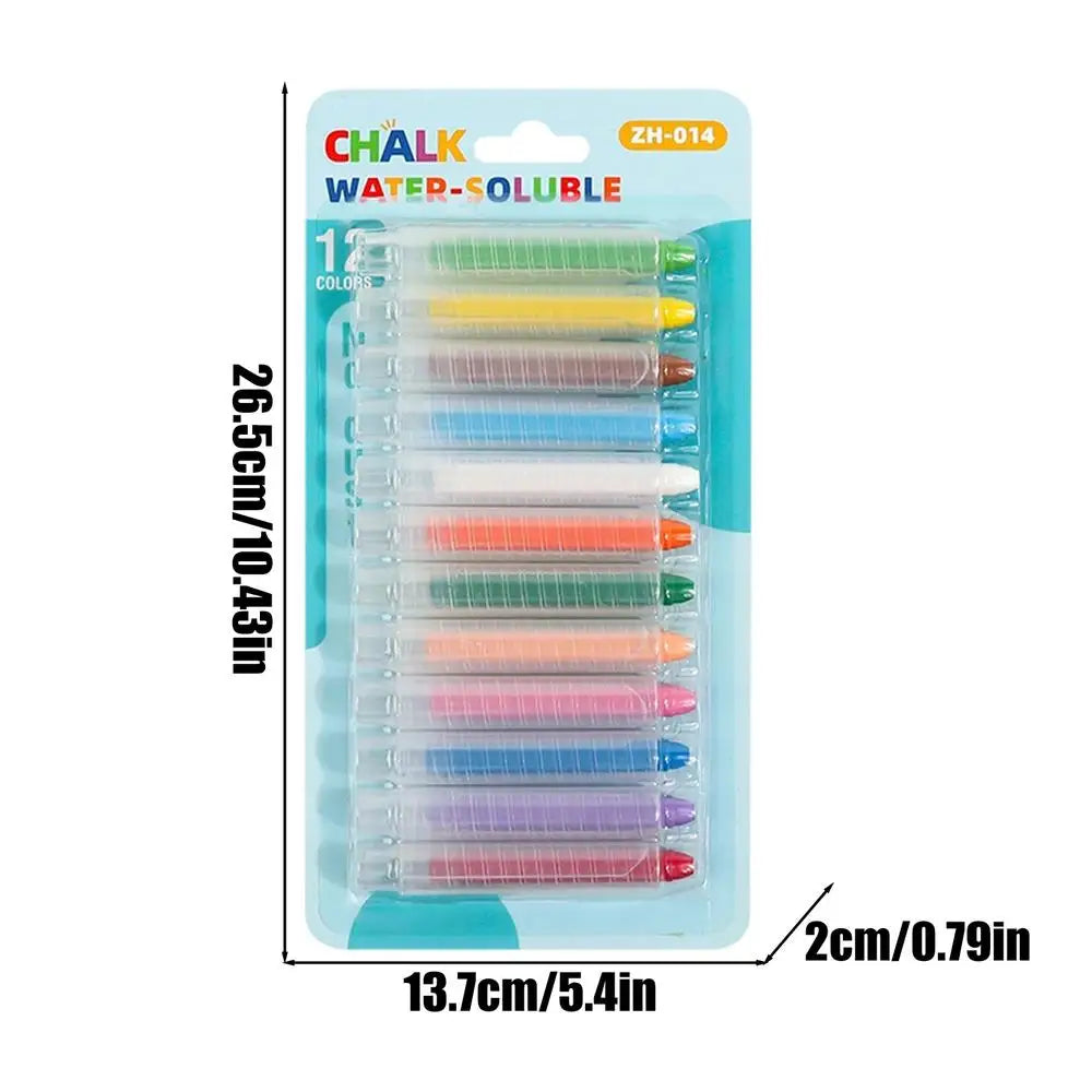 12-Color Dustless Chalk Set – Washable, Erasable & Dust-Free