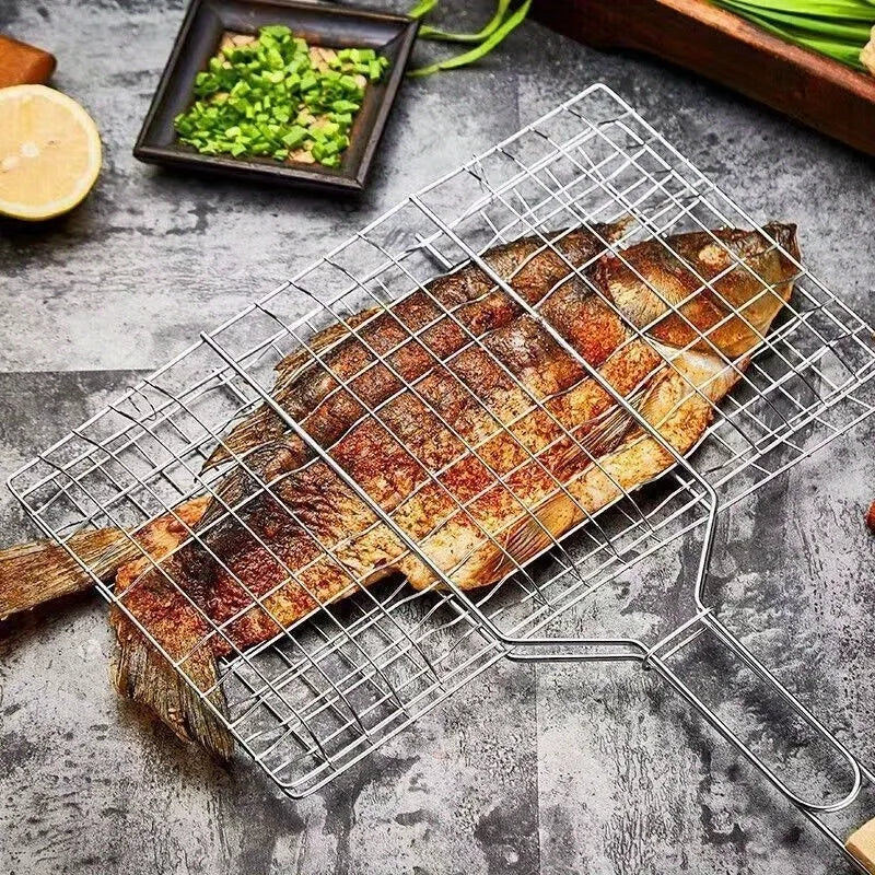 Stainless Steel BBQ Grill Basket for Fish, Meat & Steak