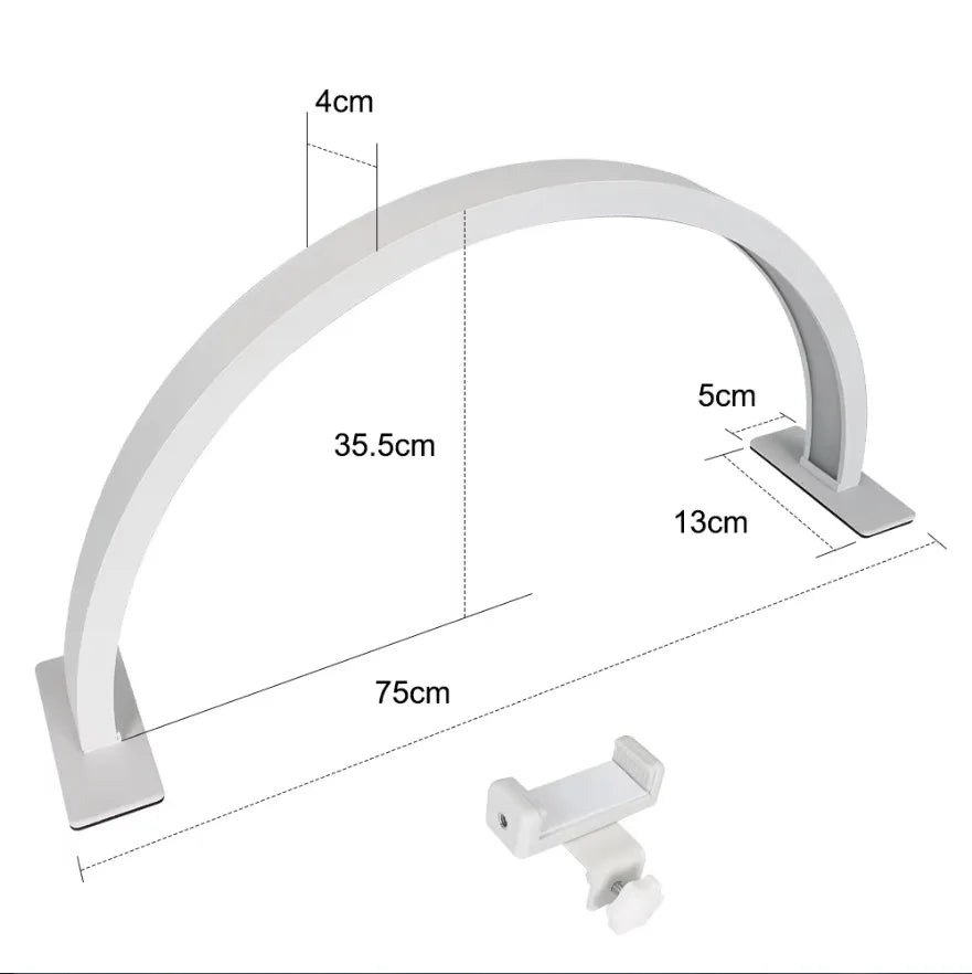 55cm 75cm Half Moon Light Half Moon Nail Desk Lamp with remote mobile phone clip for Eyelash Extension Nail Lash Tattoo Skincare Peaceful Pleasures Health and Wellness