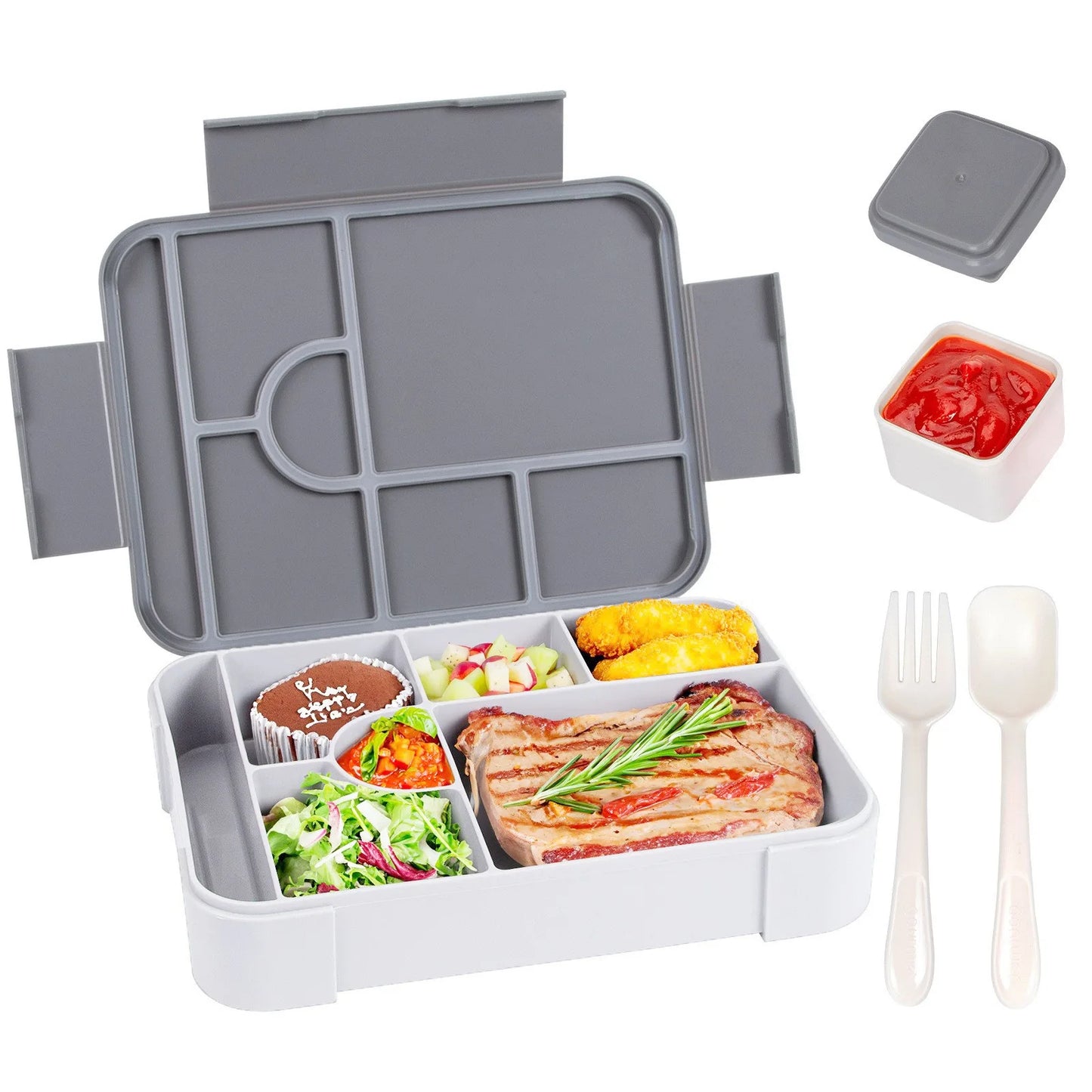 Kids Cartoon Bento Lunch Box – Leakproof Divided Microwave-Safe Food Container for School