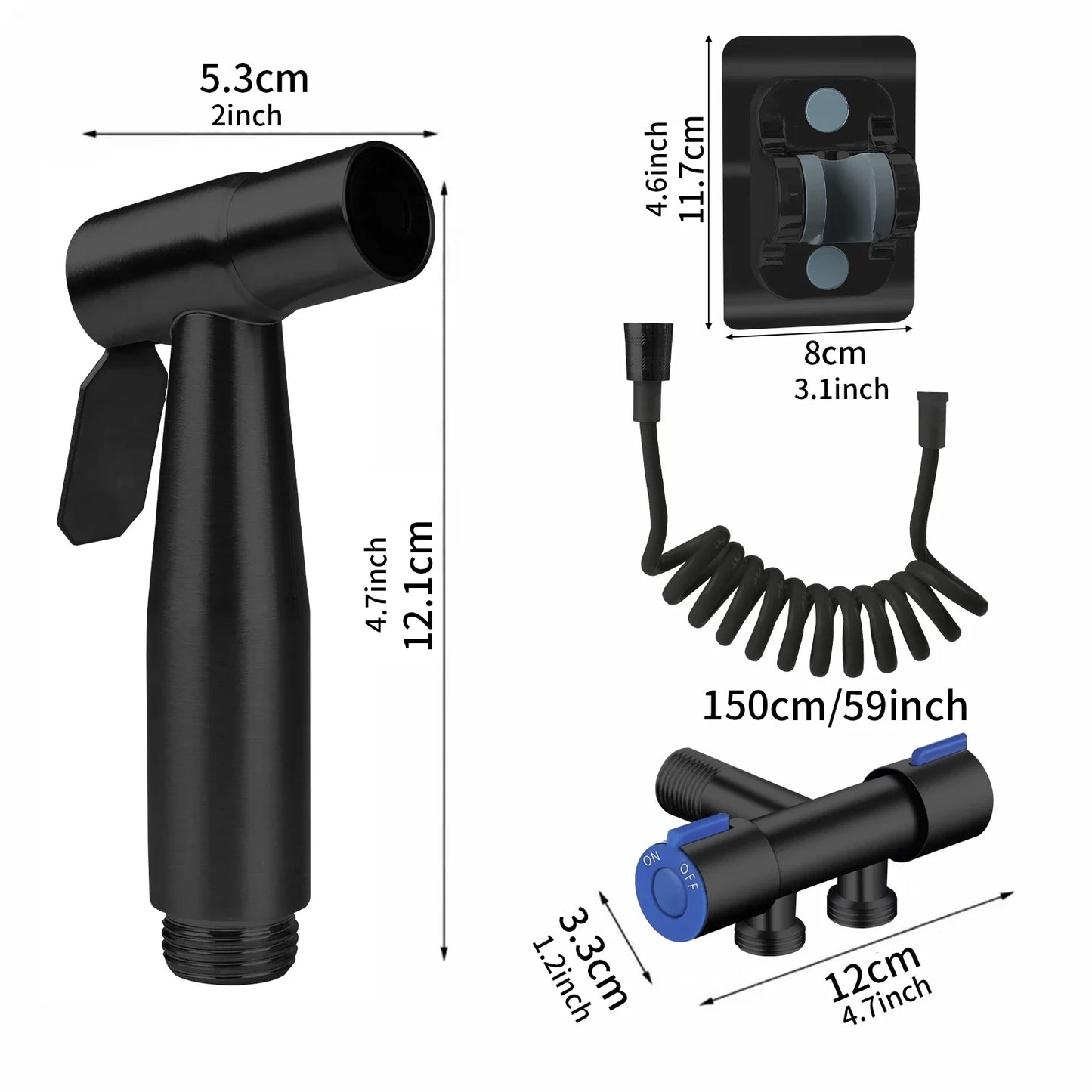 Handheld Bidet Sprayer Set Stainless Steel Spray Gun Shower Bathroom Toilet Bidet Faucet Sprayer Nozzle Home Self Cleaning Peaceful Pleasures Health and Wellness
