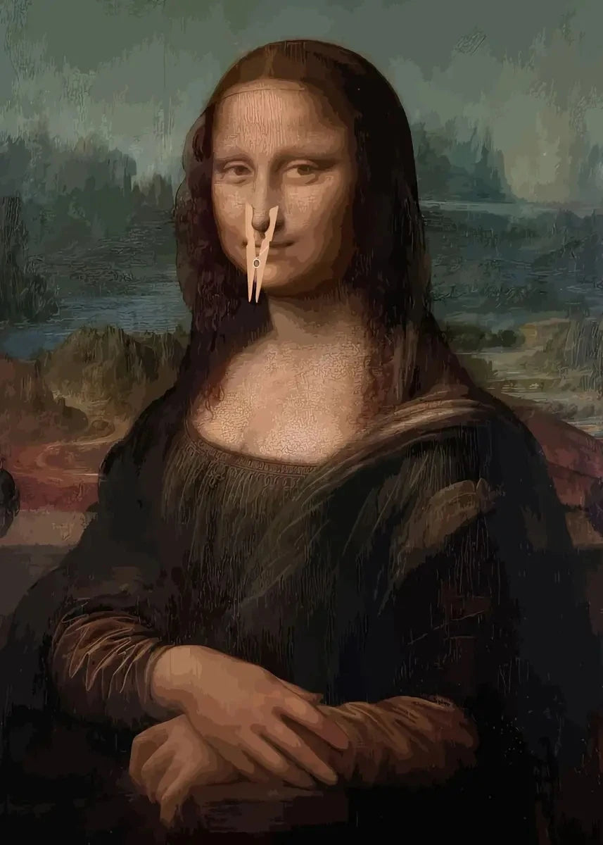 Funny Mona Lisa Bathroom Canvas Wall Art | Unframed Print