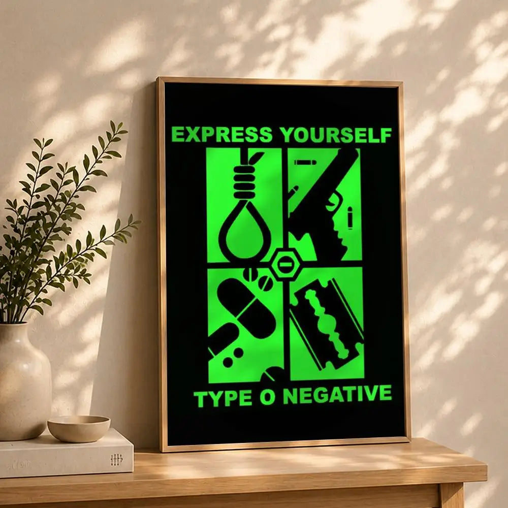 Band T-Type O NegativeS Poster HD Self Adhesive Waterproof Wall Art Ideal for Home Office Dorm Bedroom Great Gift Peaceful Pleasures Health and Wellness White6 30X40cmNoframe