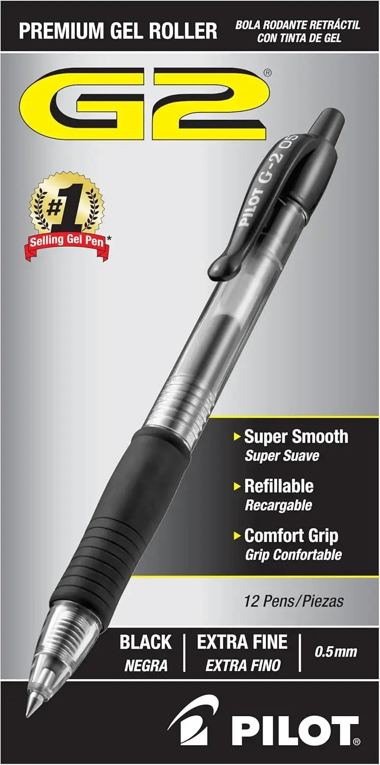 Premium Gel Roller Pens, Extra Fine 0.5mm, Black Ink, Pack of 12 - Ideal for School & Office Peaceful Pleasures Health and Wellness United States