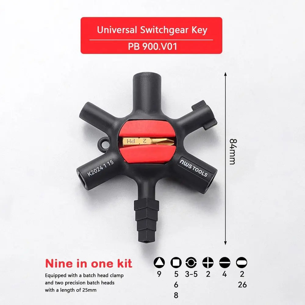 9-in-1 Universal Electrical Key Wrench | High Torque Cabinet Tool