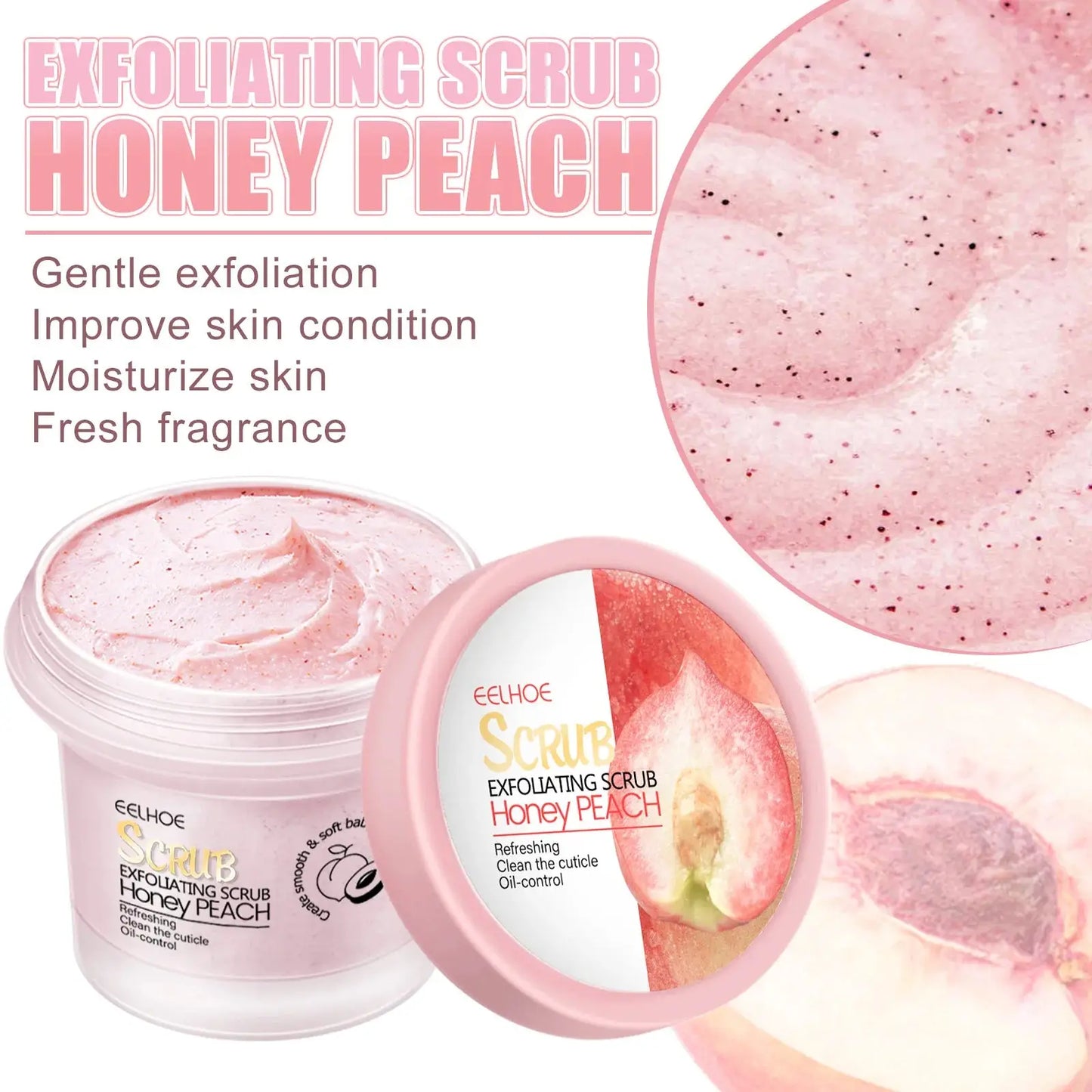 EELHOE Peach Exfoliating Scrub for Deep Cleaning Skin Peaceful Pleasures Health and Wellness
