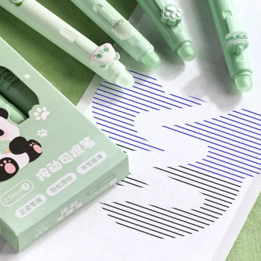 Kawaii Aesthetic 1PC Thermal Eraser Pen Cartoon Black Blue Ink Erasable Gel Pen INS Cute 0.5mm Neutral Pen Student Peaceful Pleasures Health and Wellness
