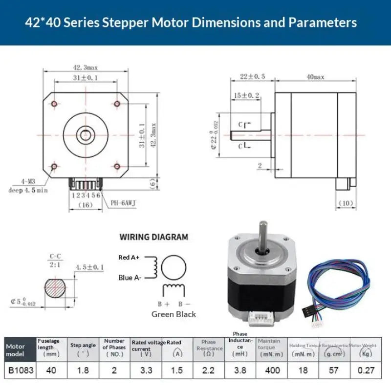 NEMA 17 Stepper Motor 1.0A 12V 14N.cm | 3D Printer & CNC Laser