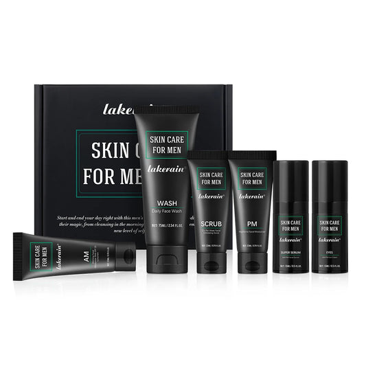 Skin Care Set for Men Essential Routine Daily Face Wash Facial Scrub Moisturizer SPF Night Cream Hydrated Skin Gifts For Men Ski Peaceful Pleasures Health and Wellness