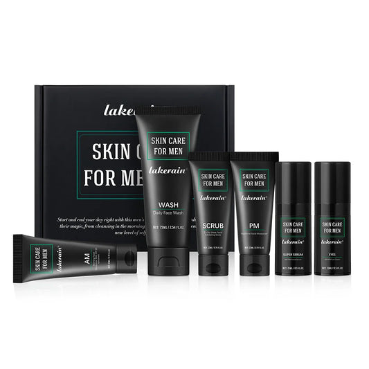 Lakerain Men's 6-Piece Skincare Set | SPF Moisturizer & Serum Kit Men's Skincare Kit Oasis Select