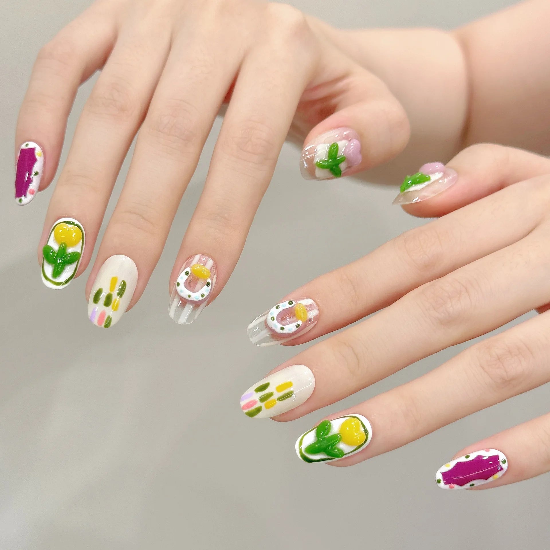 10pcs Handmade Press on Nails 3D Strawberry Decor Fake Nails for Girl Wearable Detachable Short Pink Cat Eye False Nail Tips Peaceful Pleasures Health and Wellness