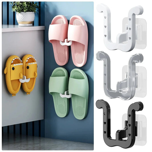 U-shaped Slipper Rack Wall Mounted Perforated Toilet Drainage Storage Rack Bathroom Wall Storage Sandal Rack Bathroom Peaceful Pleasures Health and Wellness