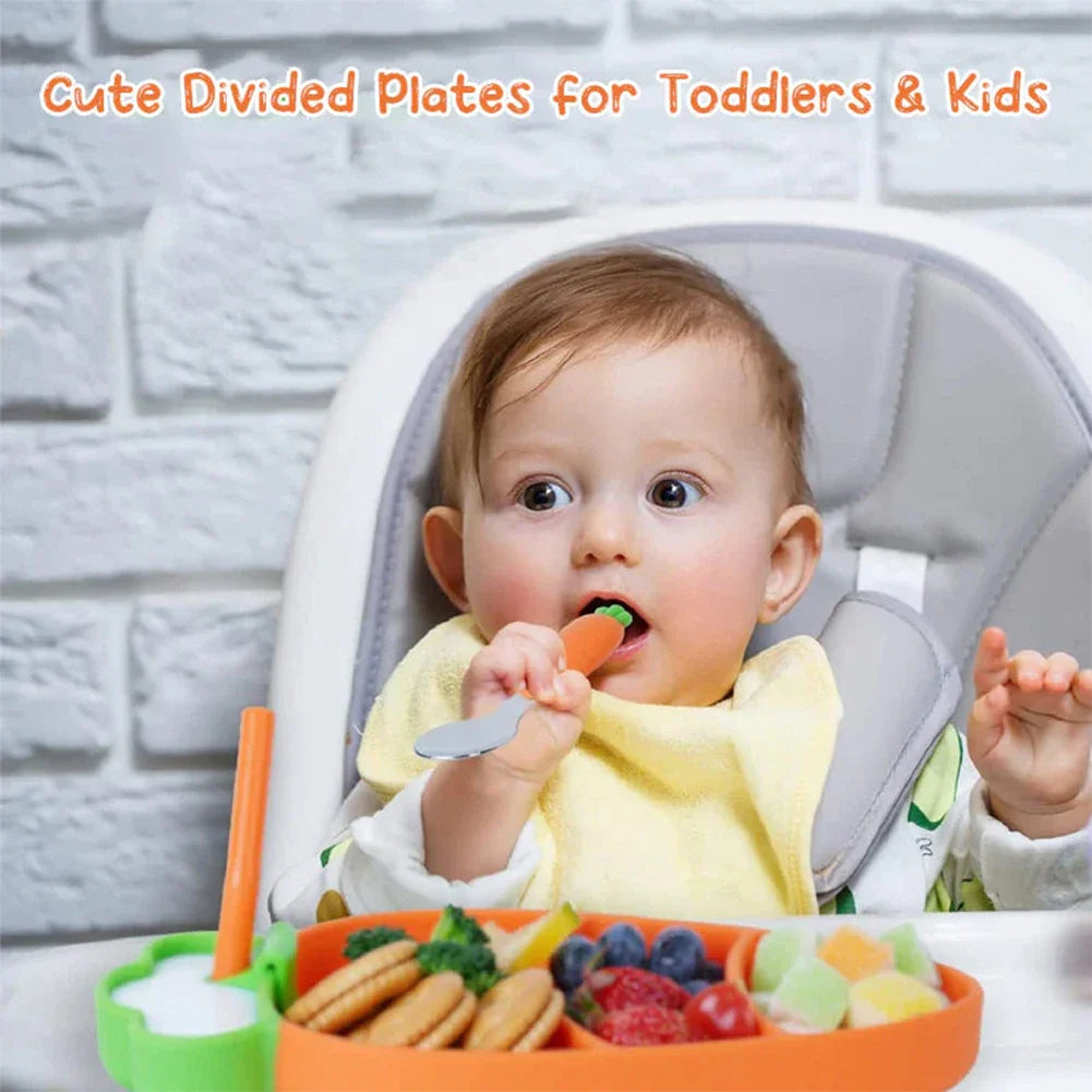 Cartoon Silicone Baby Feeding Set – 5-Piece BPA-Free Weaning Kit