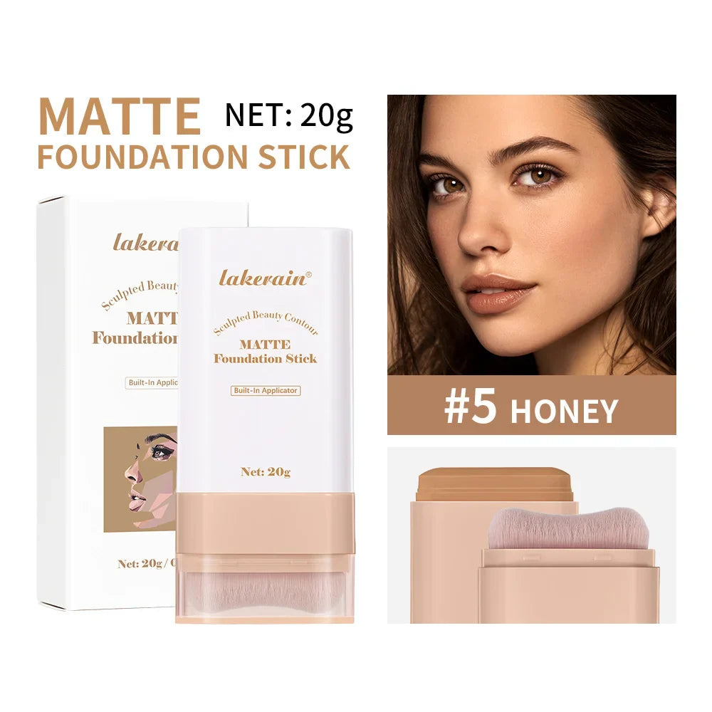 Matte Foundation Stick with Brush – Waterproof & Oil Control