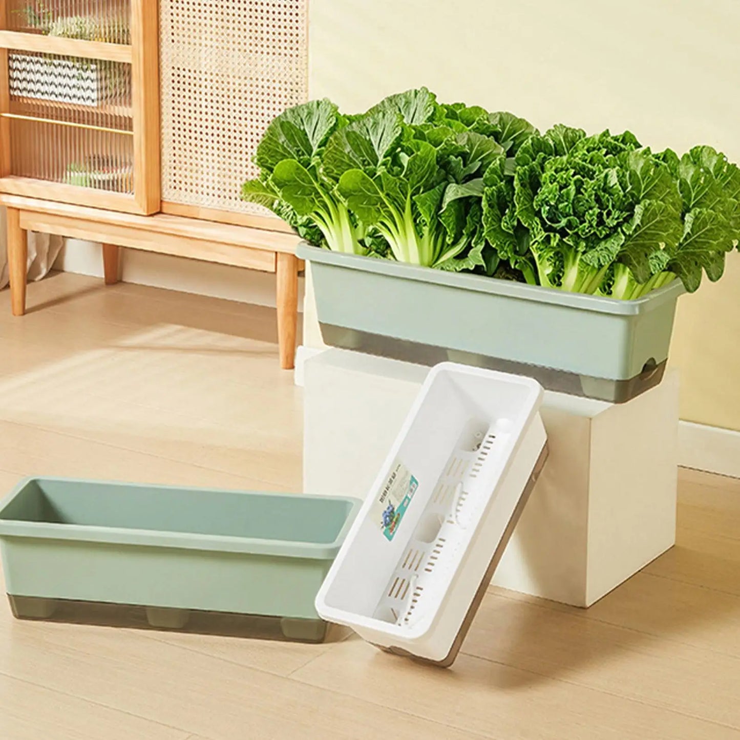 Self-Watering Rectangular Planter Pot | Tomatoes & Flowers