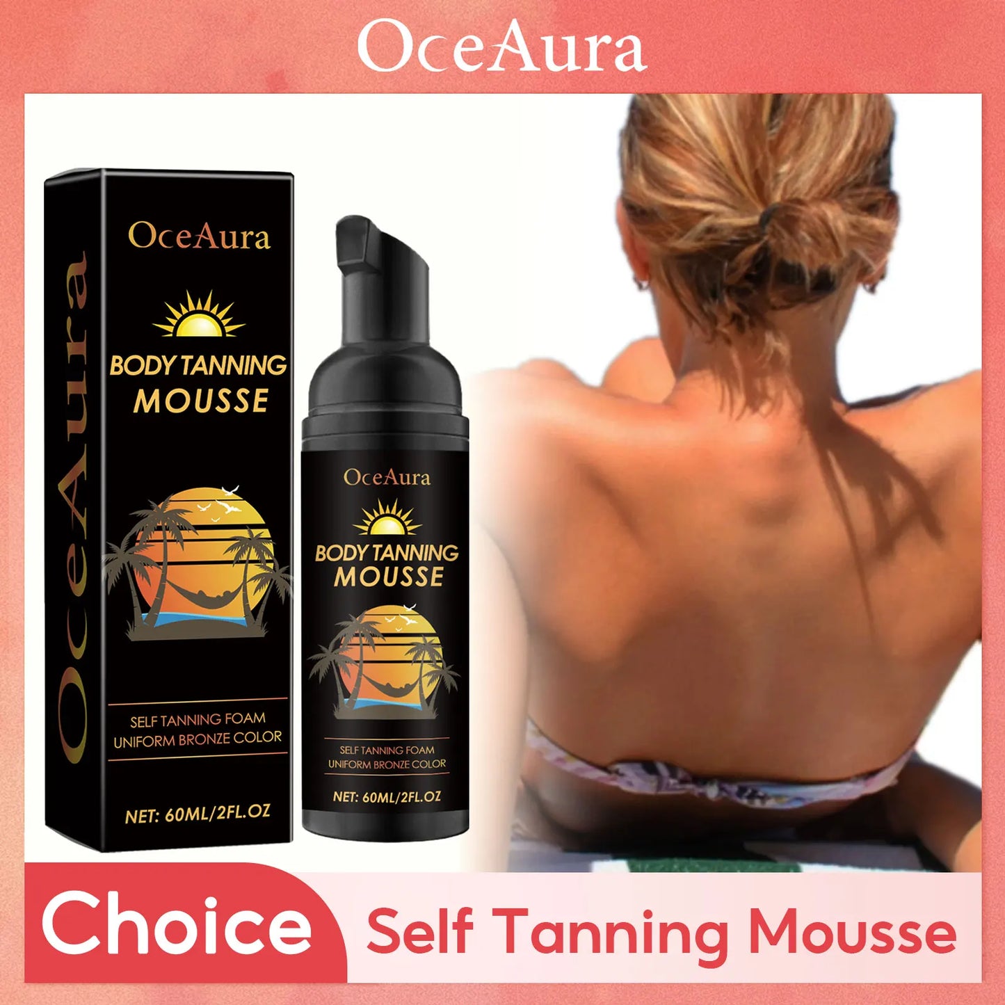 OceAura Self Tanning Mousse | Natural Glow Body Bronzer