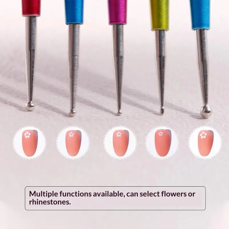 5Pcs Professional Nail Art Silicone Embossing Brush Dual-Head UV Gel Dotting Painting Pen Manicure Clay Sculpting Drawing Tools Peaceful Pleasures Health and Wellness