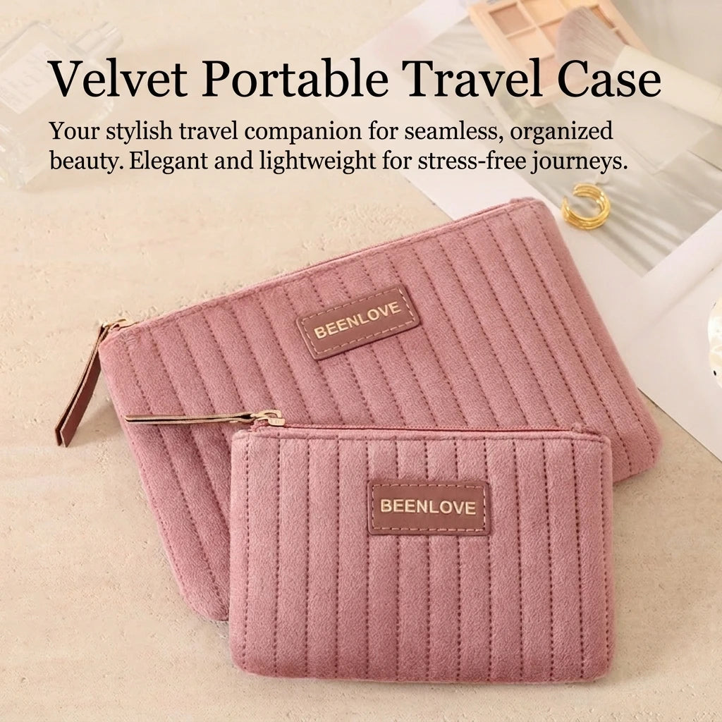 Travel Cosmetic Bag Portable Makeup Organizer Case With Holland Velvet Material For Travel Toiletries Storage Peaceful Pleasures Health and Wellness