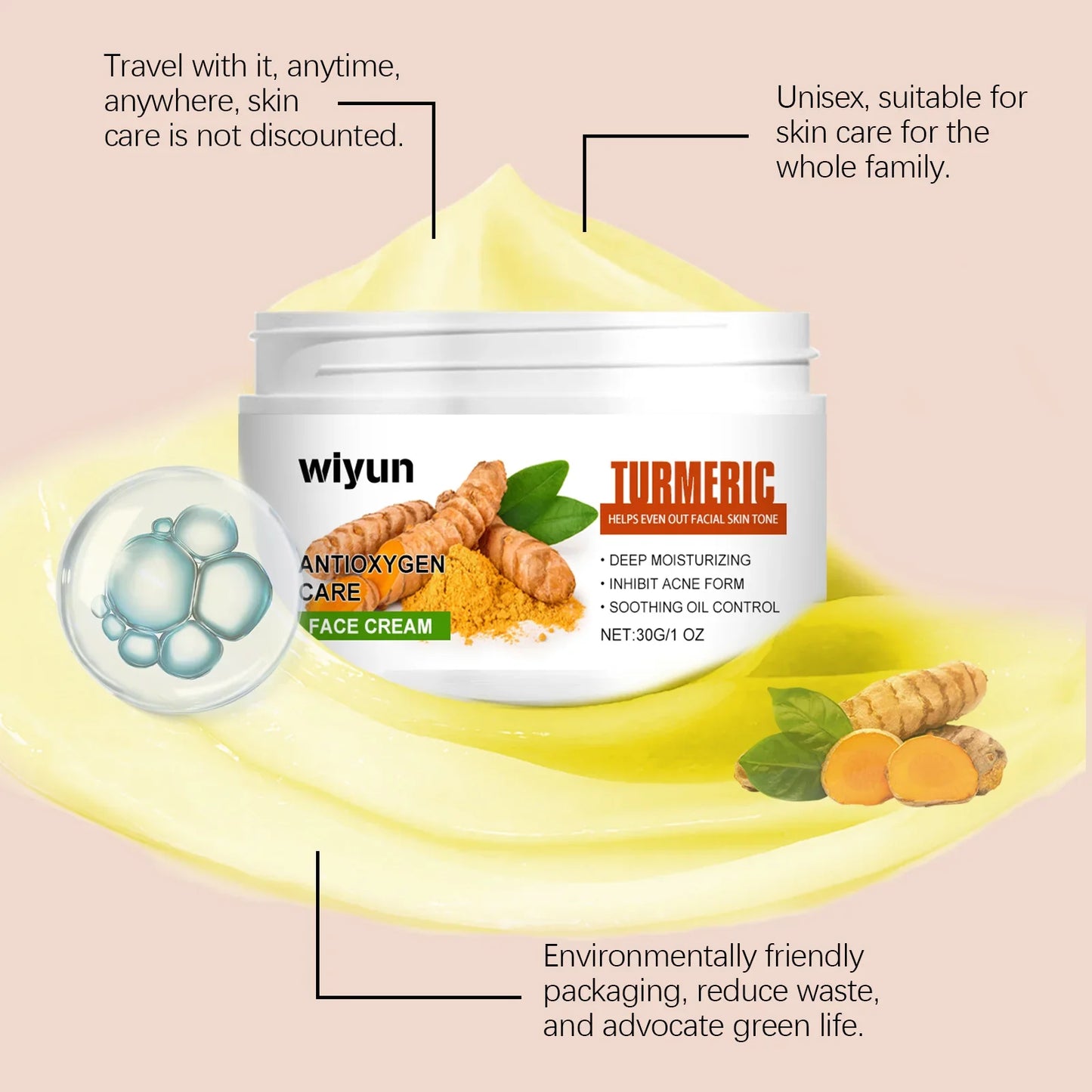WIYUN Turmeric Face Cream – Brightening Freckle & Acne Repair