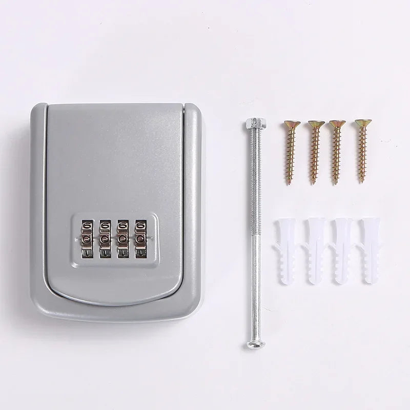 Household Code Key Box Outdoor Waterproof Decorative Keybox Wall-mounted Metal 4 Digit Combination Password Keysafe Storagebox Peaceful Pleasures Health and Wellness