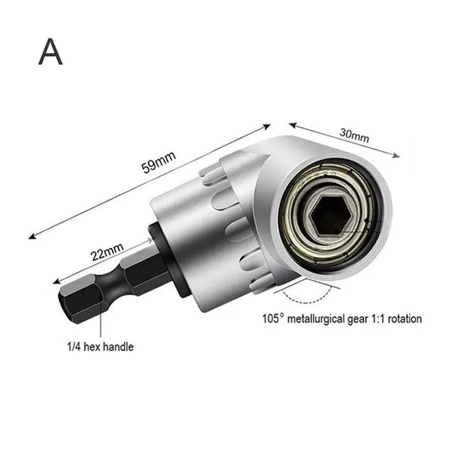 105 Degree Right Angle Drill Adapter Flexible Shaft Extension Bit for Screwdriver Hand Tools Magnetic Bit Socket Power Drill Peaceful Pleasures Health and Wellness A-Short