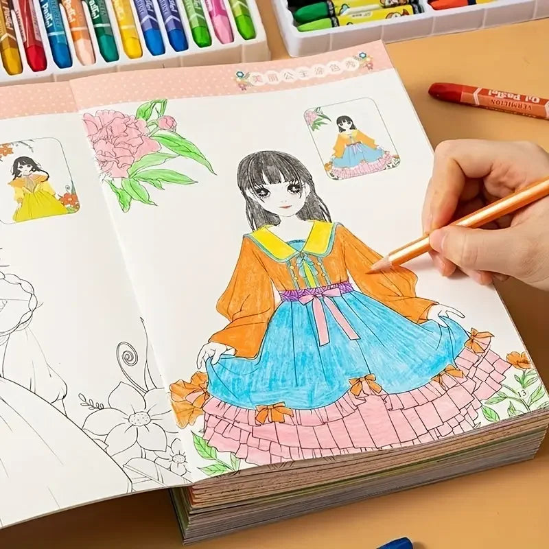 6 Books Coloring Book Featuring Beautiful Princesses Designed Girls