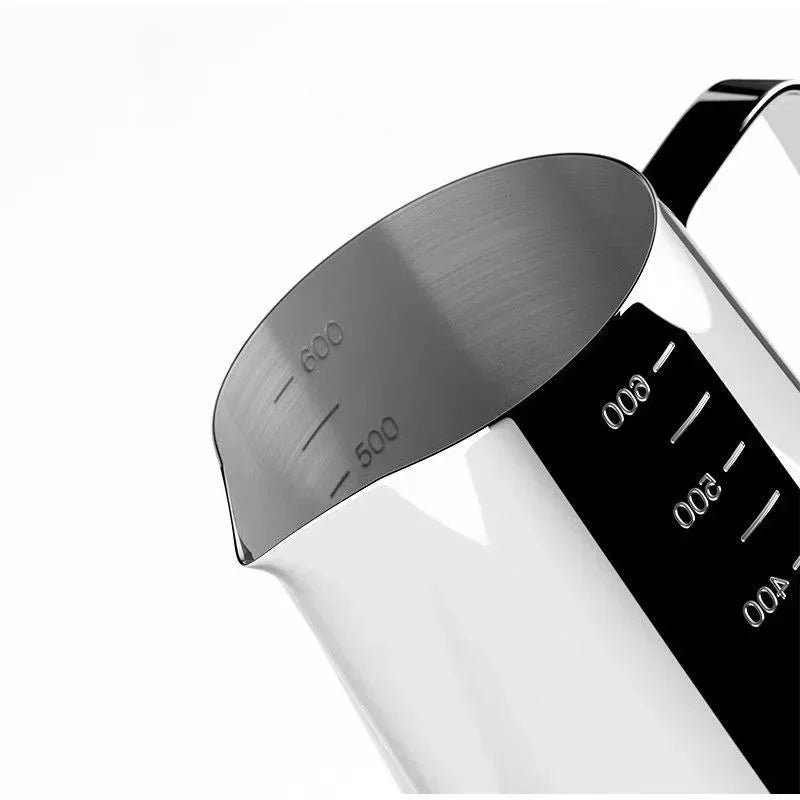 304 Stainless Steel Latte Art Cup Scale Milk Foam Pot Scale Latte Cappuccino Cream Steam Home Cafe Milk Foam Cup 350/550/900ML Peaceful Pleasures Health and Wellness