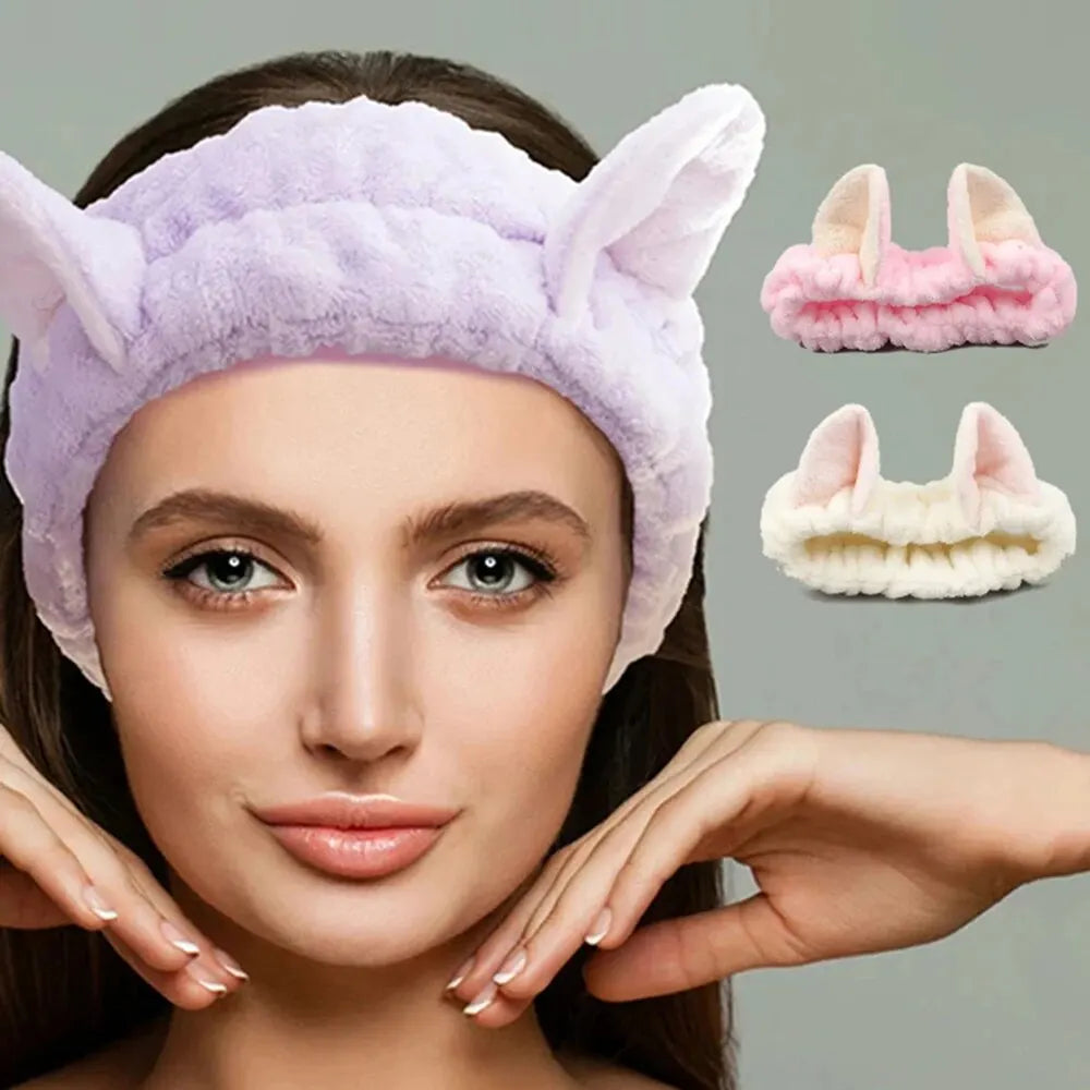Hairband Cat Coral Plush Headband Cute Soft Hair Bow Headband Hairband Wash Face Makeup Headband Bandage Girl Accessories Peaceful Pleasures Health and Wellness