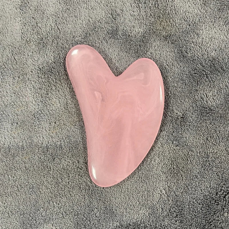 Heart-Shape Gua Sha Face Massager – Rose Quartz Scraping Board