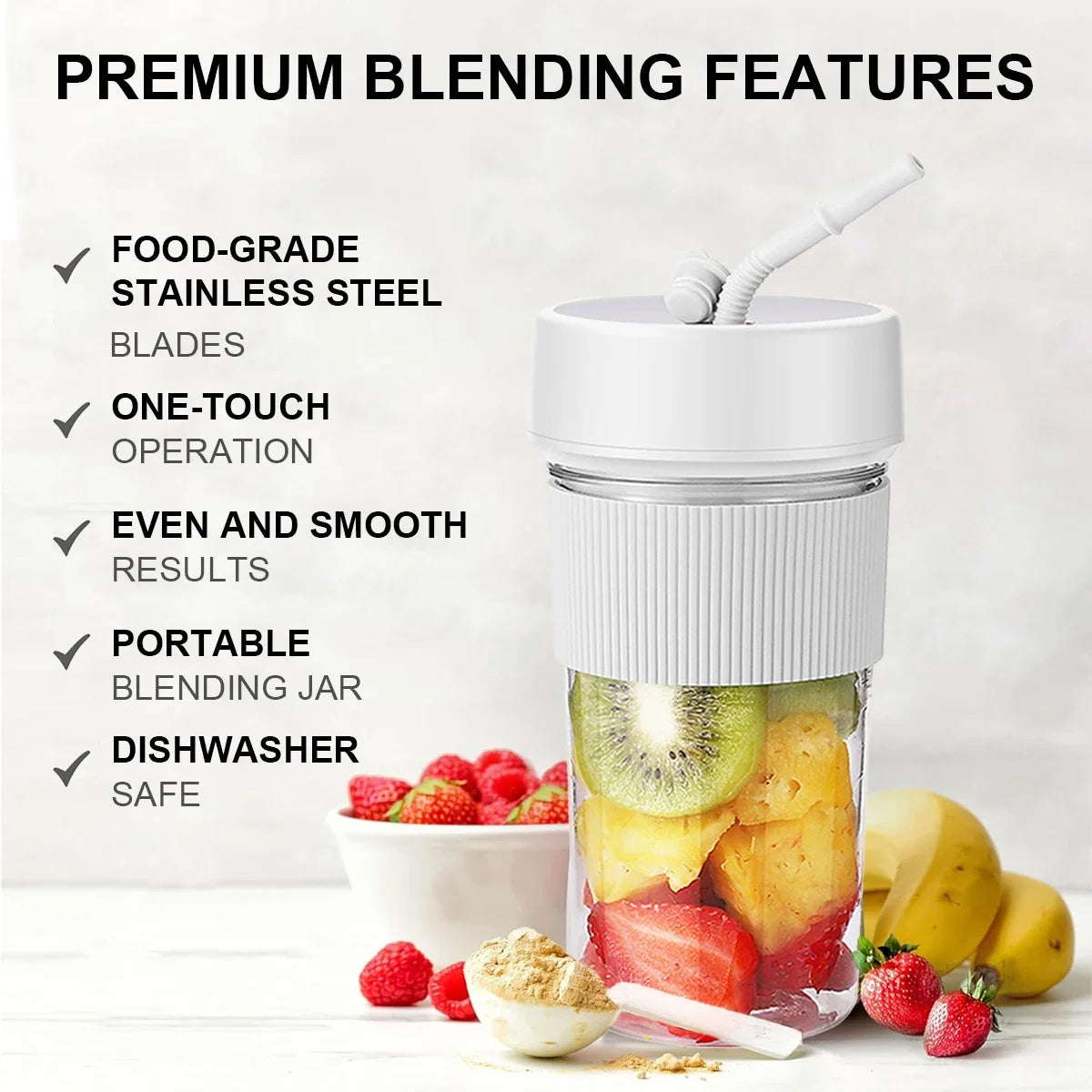 Portable Blender for Shakes and Smoothies, Mixing Juicer Rechargeable Electric Blender Bottles for Home, Gym, Office Peaceful Pleasures Health and Wellness