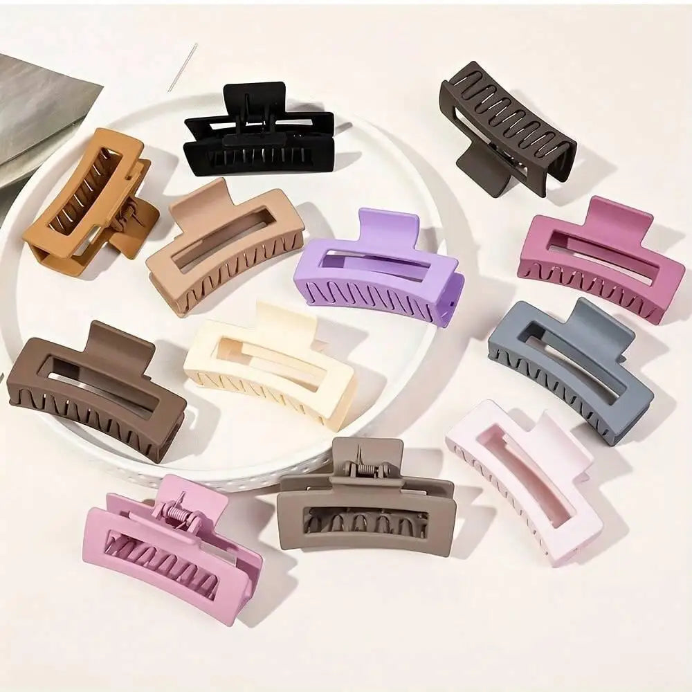 6 rectangular hair claw clips, solid color non-slip strong chin clip, styling accessories, thin thick hair for girls Peaceful Pleasures Health and Wellness